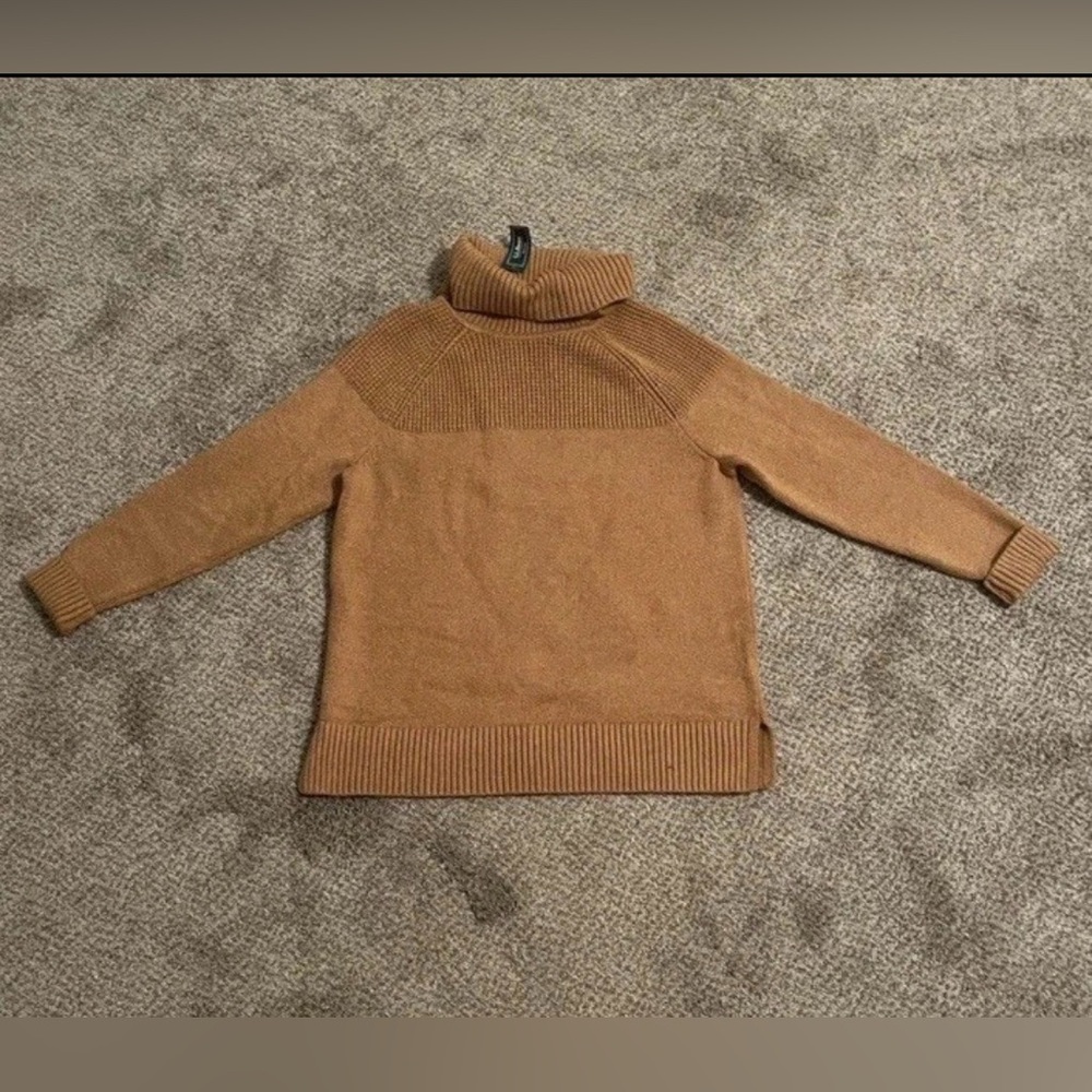 LL Bean All-Day Waffle Sweater, Hooded Wrap Brown Cardigan Women's Size medium